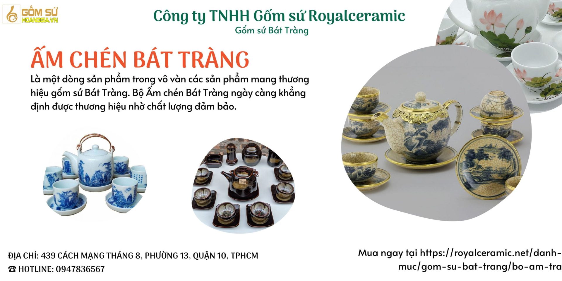Mua sản phẩm Quà tặng Bộ ấm trà in logo Bát Tràng dáng Minh Long in hình 20/11 ở đâu uy tín