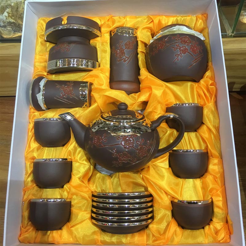 Hộp ấm trà từ sa bộc đồng  Bát Tràng