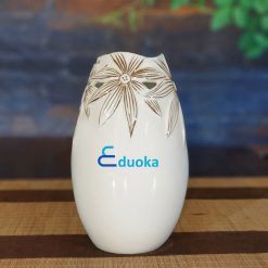 Lọ hoa sứ trắng Bát Tràng in logo Eduoka