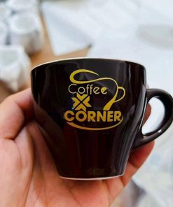 Ly sứ đen in logo Coffee Corner