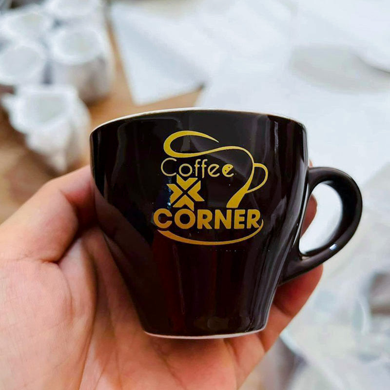 Giới thiệu Ly sứ đen in logo Coffee Corner
