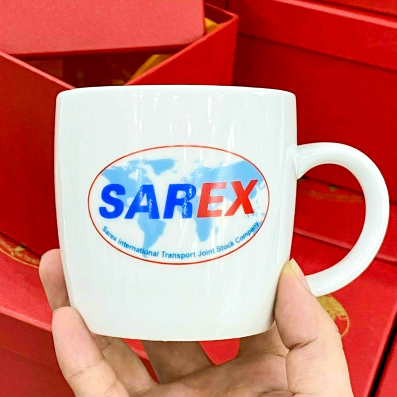 Giới thiệu Ly sứ trắng in logo sarex